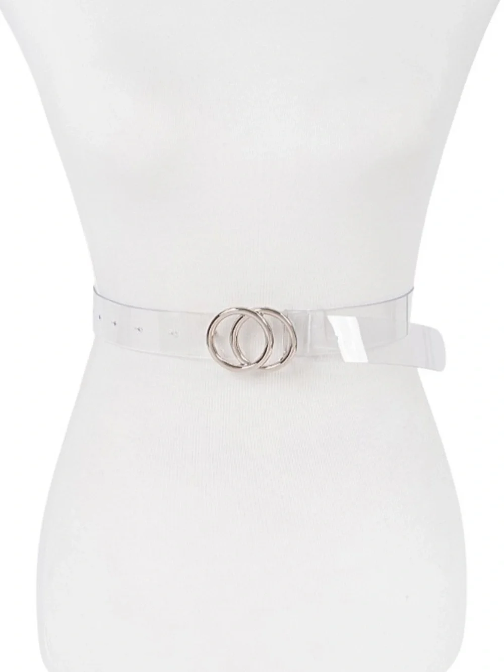 Transparent Double Ring Buckle Skinny Statement Belt